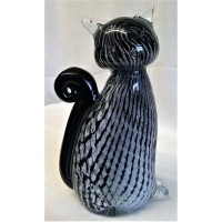JULIANA OBJETS D’ART ART GLASS CAT – BLACK & WHITE 60284